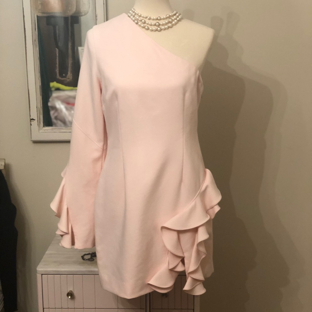 Cinq A Sept One shoulder blush dress sz12